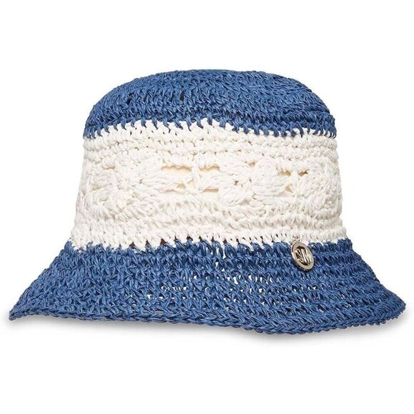 Steve Madden Women's Mixed Crochet Bucket blue and cream - Picture 1 of 9